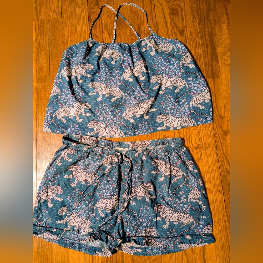 Printfresh Bagheera Jaguar Short Print Pajama Set Blue 1X